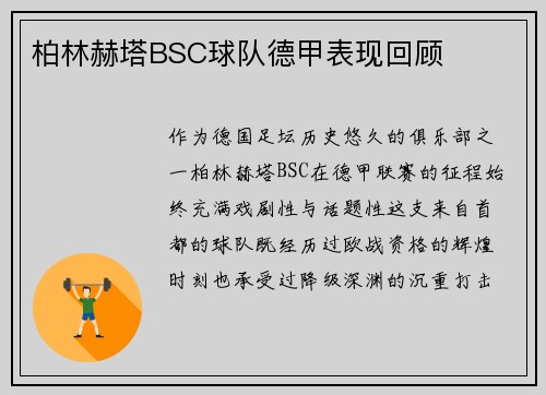 柏林赫塔BSC球队德甲表现回顾