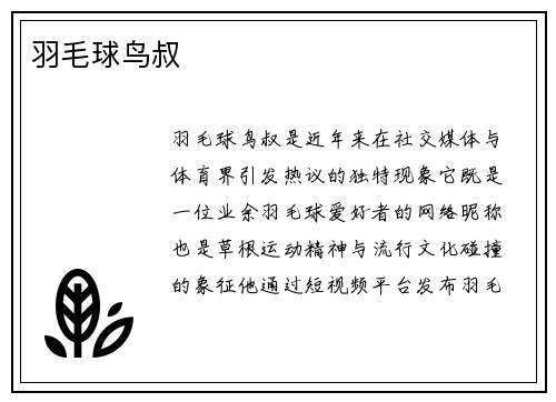 羽毛球鸟叔
